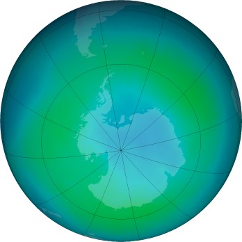 Antarctic ozone map for 2016-02